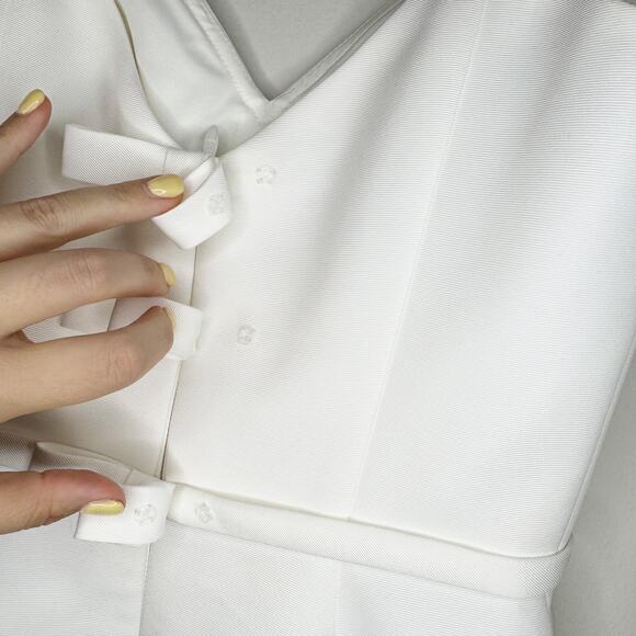 Amsale BHLDN Bridal Faille Galande Bow Midi Dress LW139 - Picture 7 of 8